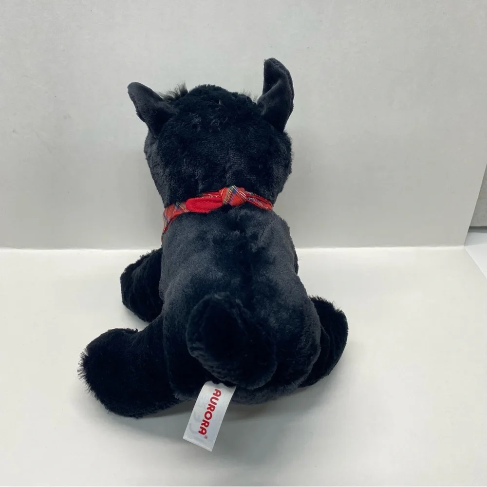 Aurora Scottish Terrier Scottie Dog Plush Black Plaid Bandana Stuffed Animal Toy